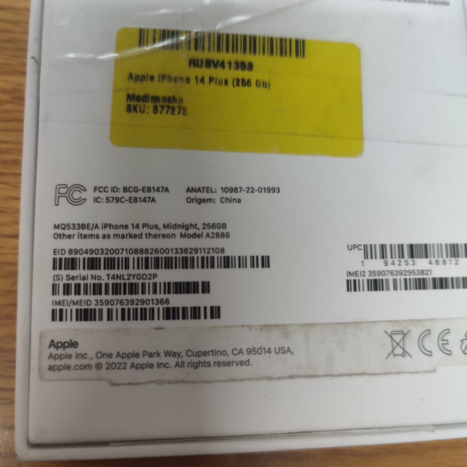 Celular Apple Iphone 14 Plus A2886 Midnight 256gb