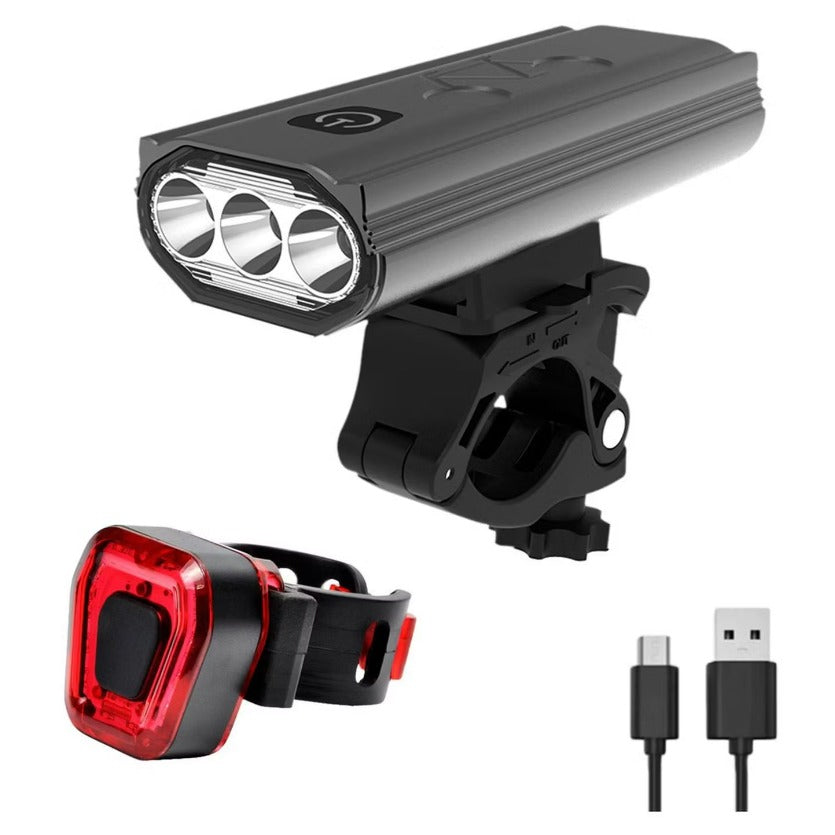 Luz Bicicleta Set Delantera Trasera USB Impermeable Aluminio MAXWELL