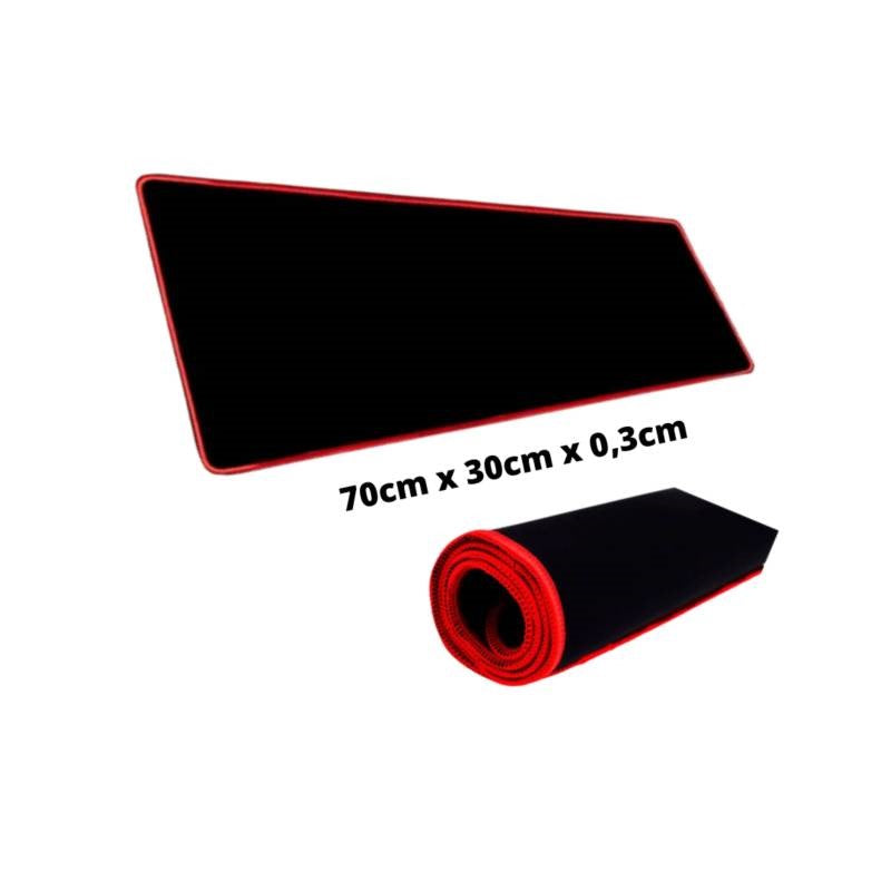 Mouse Pad Gamer Antideslizante Borde Cosido Negro/Rojo 70X30Cm