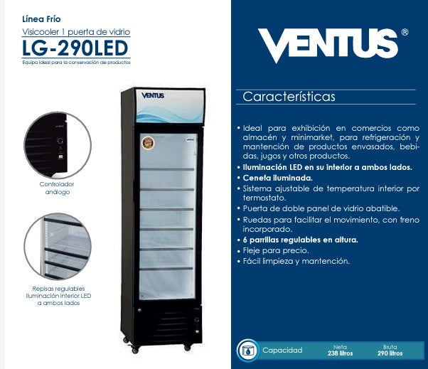 Visicooler Ventus Lg-360Led Negro 360 Lts