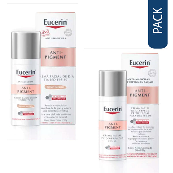 Pack Eucerin Anti-pigment Crema Día Tono Medio FPS30 y Crema Eucerin Facial Antipigmento Día FPS 30