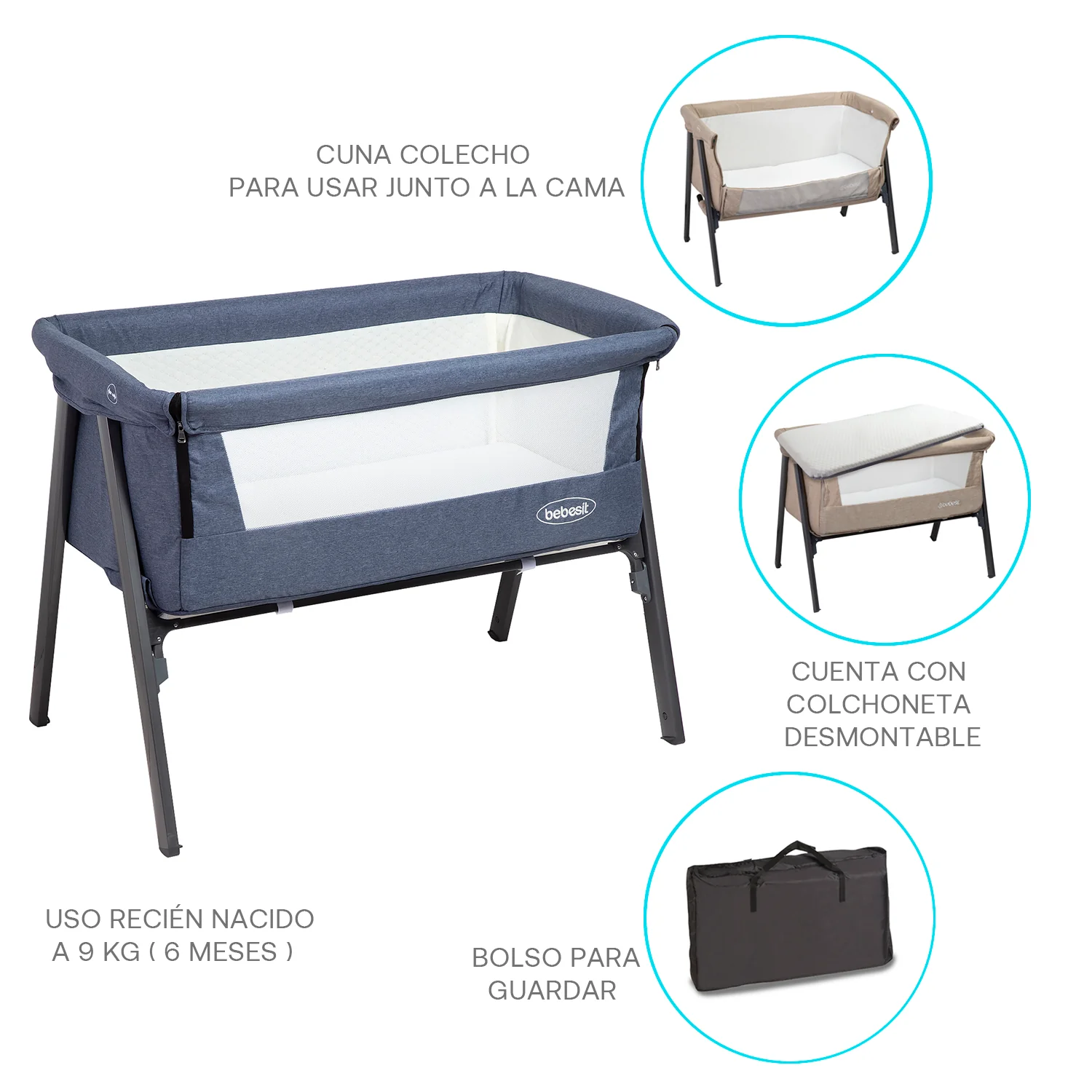 Cuna Easy Colecho Bebesit 6090 Azul [R34P]