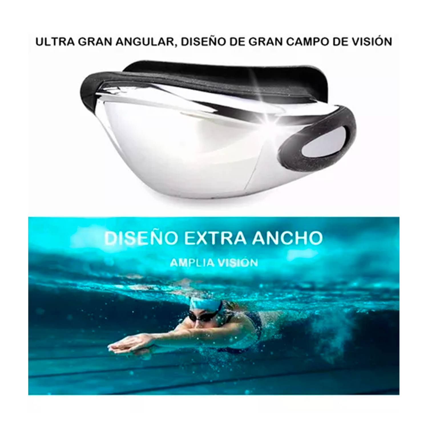 Kit De Natacion Gafas + Gorro + Tapon De Oidos Y Nariz Generico Usv Shield Anti Fog Azul Unisex [Openbox]