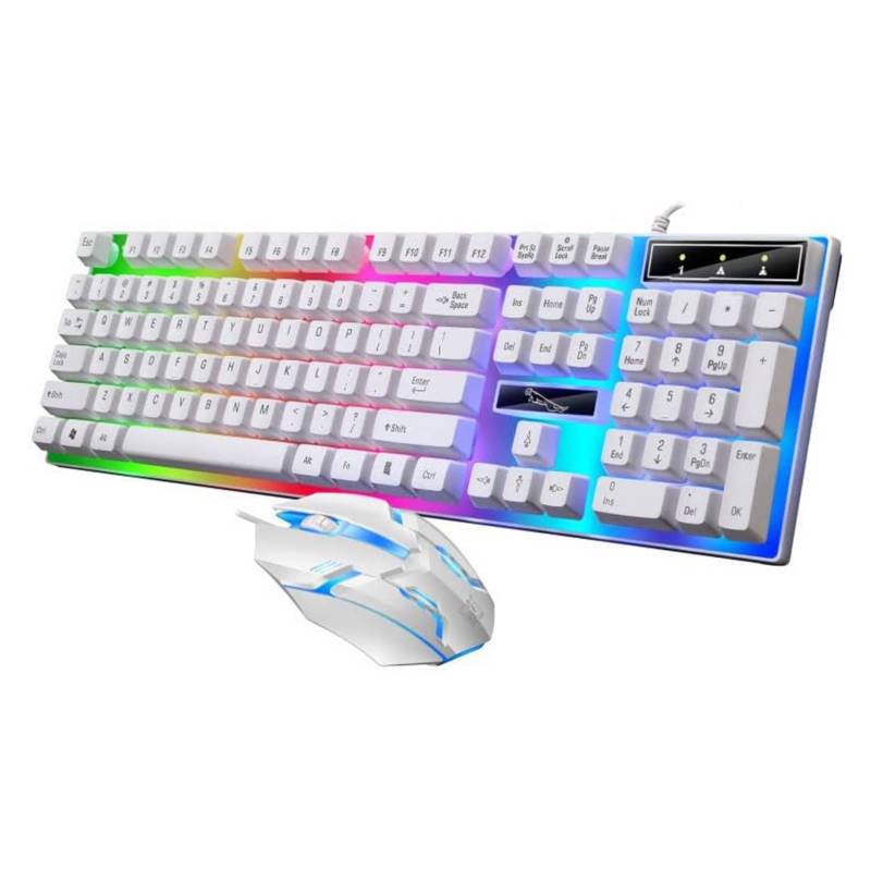 Teclado y mouse kit gamer usb retroiluminado leds rgb