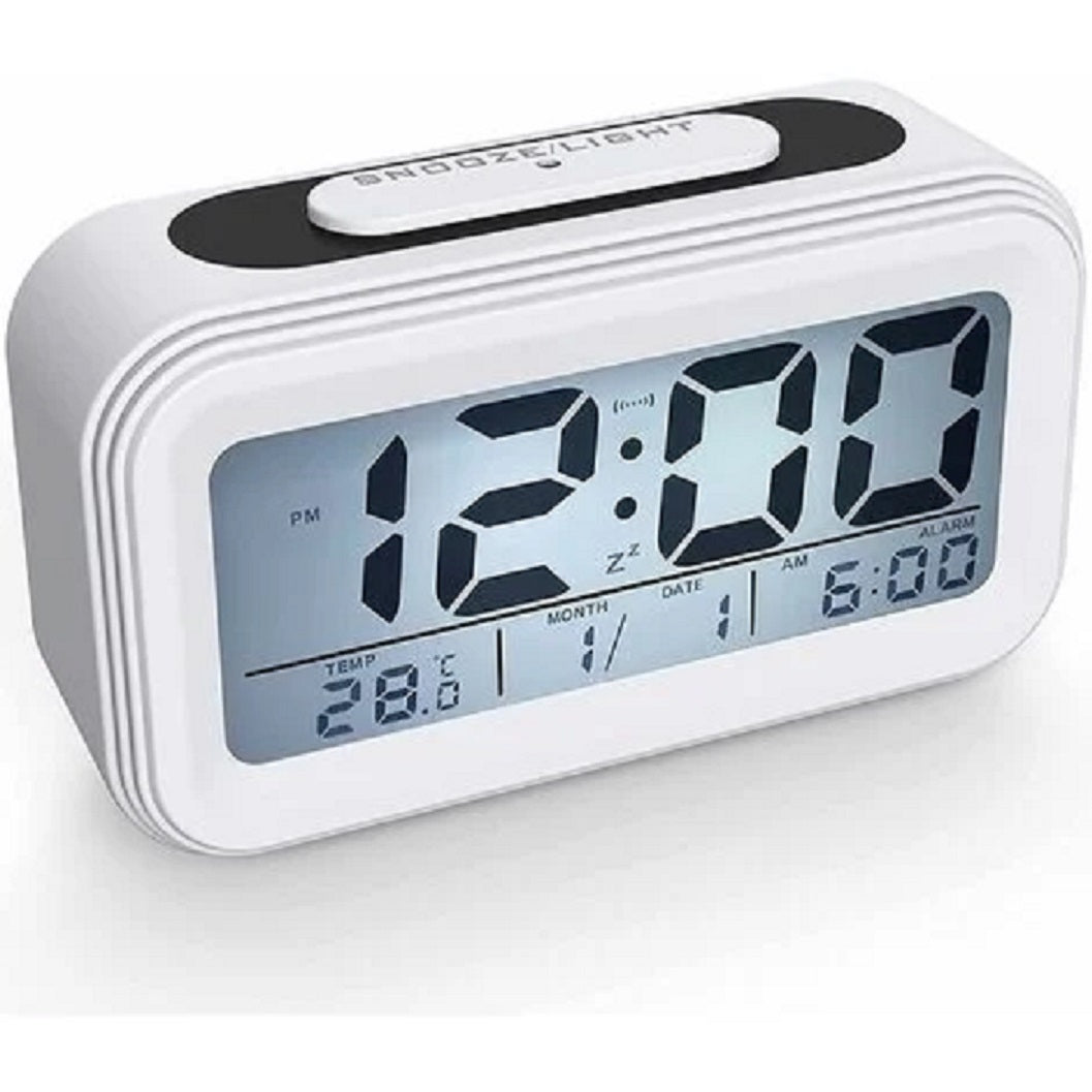 Reloj Despertador  Con Pantalla Led Lcd Fecha Y Temperatura Blanco  [Openbox] [ML]
