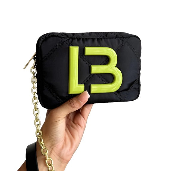 Mini Bolso De Nylon Acolchado Black / Yellow Femenino