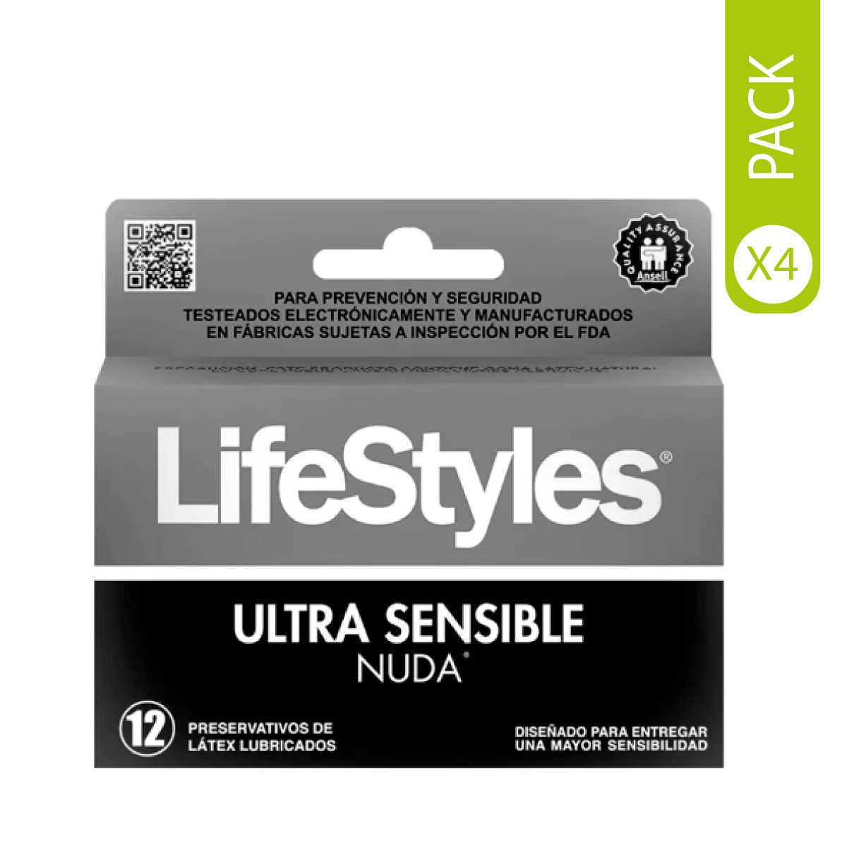 Pack de 4 cajas de 12 preservativos nuda lifestyles