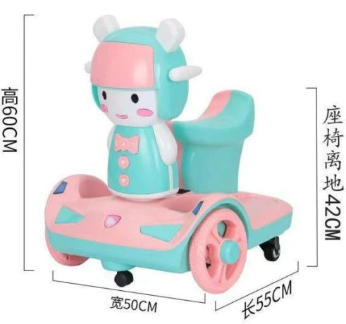 coche eléctrico de balance para niños con diseño Rosa / celeste.