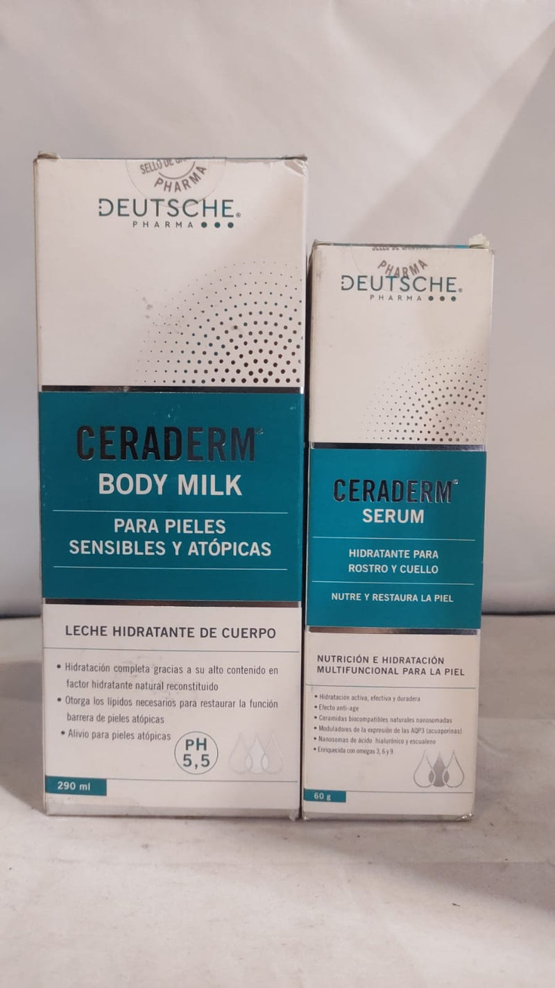 Pack deutsche ceraderm body milk 290ml + ceraderm serum hidratante 60gr