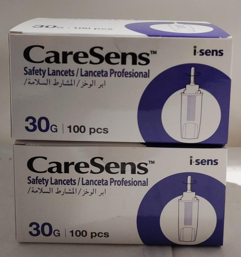 Caresens - pack de dos cajas de lancetas estériles (30 g) 200u
