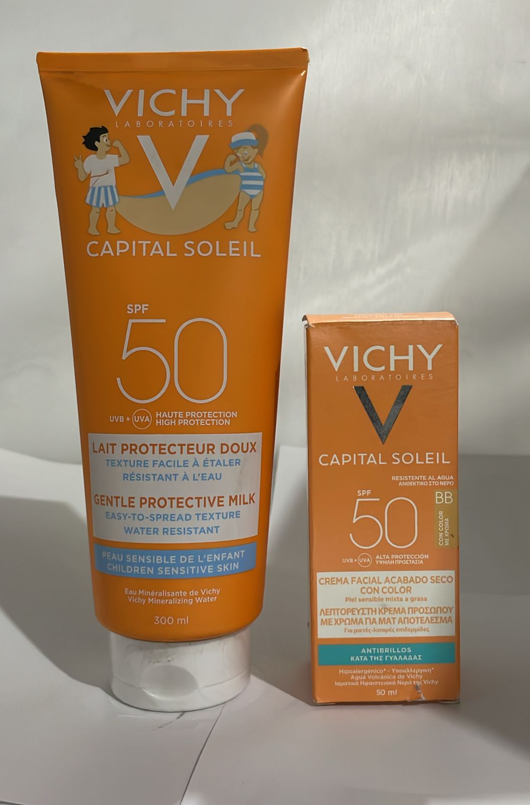 Leche Protectora Vichy Capital Soleil 50 Spf 300 Ml y Protector Solar BB Cream con Color