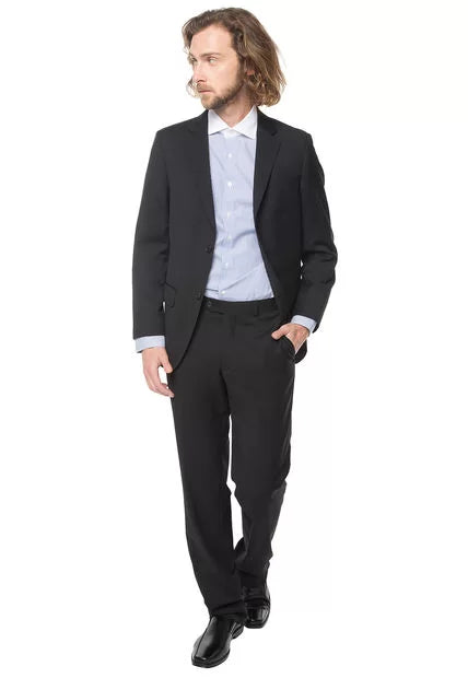 Traje recto negro trial, talla 50